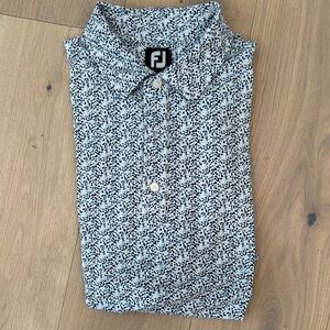 Men's Footjoy Blue and White Golf Polo Shirt